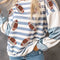 Football Striped Round Neck Long Sleeve Sweatshirt