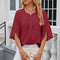 Round Neck Slit Half Sleeve Top