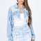 American Bazi Distressed Denim Jacket with Frayed Hem