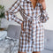 Tied Plaid Long Sleeve Mini Shirt Dress