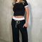 Contrast Trim Round Neck Top and Pants Set